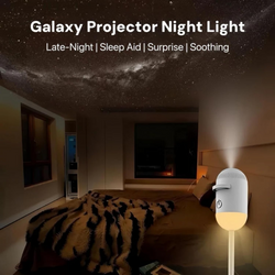 Mini Galaxy Star Projector Night Lamp, 2-in-1 Starry Sky and LED Night Light with Flexible USB Cable, Portable Moon Projection Lamp